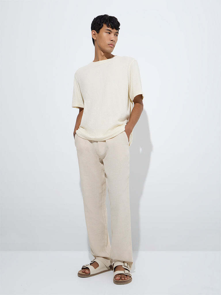 ETA Beige Relaxed-Fit Mid-Rise Cotton-Blend Chinos