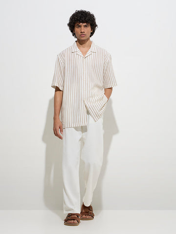 ETA Off-White Striped Relaxed-Fit Cotton Shirt