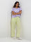 Wunderlove Green Striped High-Rise Cotton Lounge Pants