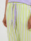 Wunderlove Green Striped High-Rise Cotton Lounge Pants