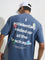 Nuon Dusty Blue Text Printed Relaxed-Fit Cotton T-Shirt