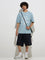 Nuon Blue Typographic Relaxed-Fit Cotton T-Shirt