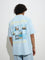 Nuon Light Blue Cityscape Relaxed-Fit Cotton T-Shirt