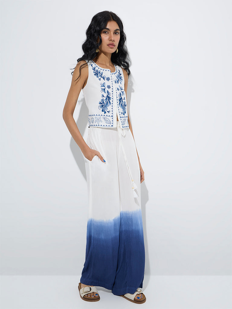 Bombay Paisley Indigo Ombre-Finish Pants