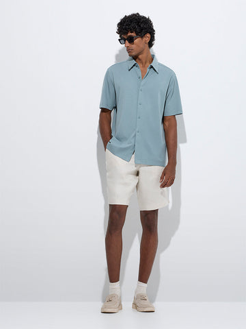 Ascot Teal Solid Relaxed-Fit Shirt