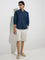 Ascot Navy Solid Relaxed-Fit Linen- Blend Shirt