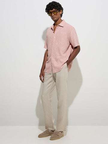 Ascot Dusty Pink Floral Relaxed-Fit Shirt