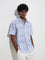 WES Casuals Blue Shell Pattern Relaxed-Fit Cotton Shirt