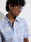 WES Casuals Blue Shell Pattern Relaxed-Fit Cotton Shirt