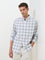 WES Casuals Sage Checks Printed Relaxed-Fit Cotton Shirt