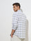 WES Casuals Sage Checks Printed Relaxed-Fit Cotton Shirt
