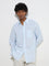 WES Casuals Blue Striped Relaxed-Fit Cotton Shirt