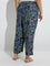 Diza Navy Botanical-Inspired Ethnic Pants