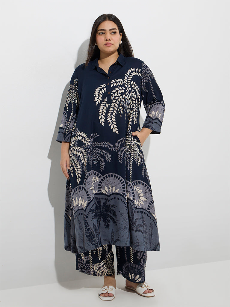Diza Navy Tropical-Inspired Ethnic Pants
