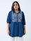 Diza Indigo Embroidered Cotton Tunic