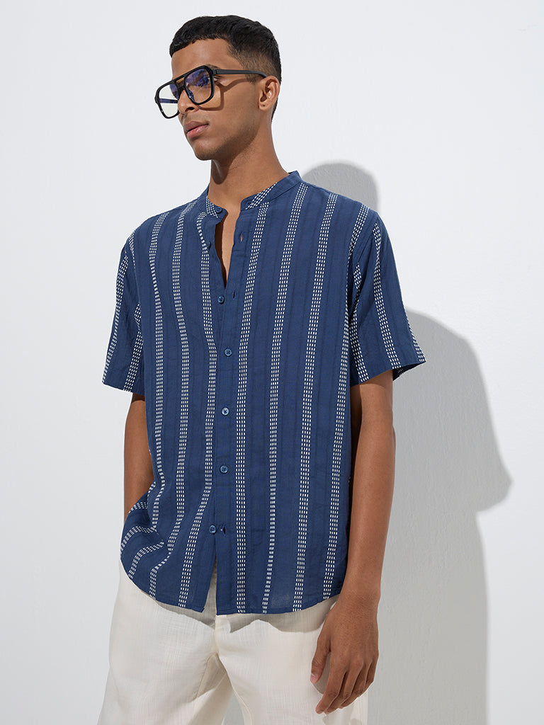 ETA Indigo Striped Relaxed-Fit Cotton Shirt