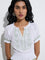 Bombay Paisley White Embroidered Cotton Top