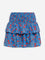 Bombay Paisley Blue Floral Design Ruffled Cotton Skirt