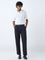 Ascot Black Relaxed-Fit Mid-Rise Cotton-Blend Trousers
