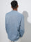 ETA Dusty Blue Stripe Design Relaxed-Fit Cotton Shirt