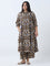 Diza Brown Ikat Printed A-Line Kurta