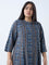 Diza Blue Stripe Detailed A-Line Kurta