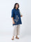 Diza Navy Embroidered Cotton Tunic