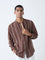 ETA Brown Striped Relaxed-Fit Cotton Shirt