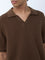 ETA Brown Knit-Textured Relaxed-Fit Polo T-Shirt