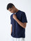 ETA Navy Solid Relaxed-Fit Cotton T-Shirt