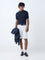 Ascot Navy Cable-Knit Relaxed-Fit Cotton Polo T-Shirt