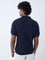 Ascot Navy Cable-Knit Relaxed-Fit Cotton Polo T-Shirt