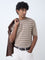 Ascot Brown Striped Relaxed-Fit Cotton T-Shirt