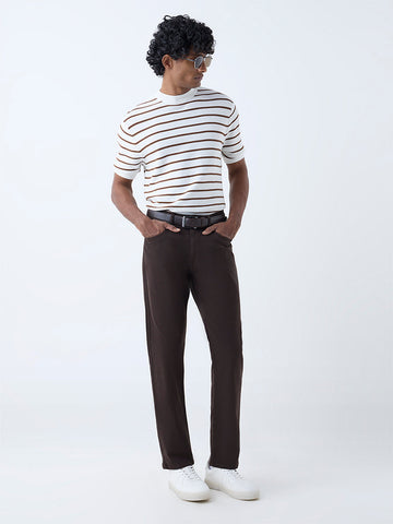 Ascot White Stripe Relaxed-Fit Cotton T-Shirt