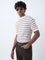 Ascot White Stripe Relaxed-Fit Cotton T-Shirt