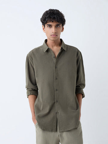 ETA Olive Relaxed-Fit Cotton Shirt