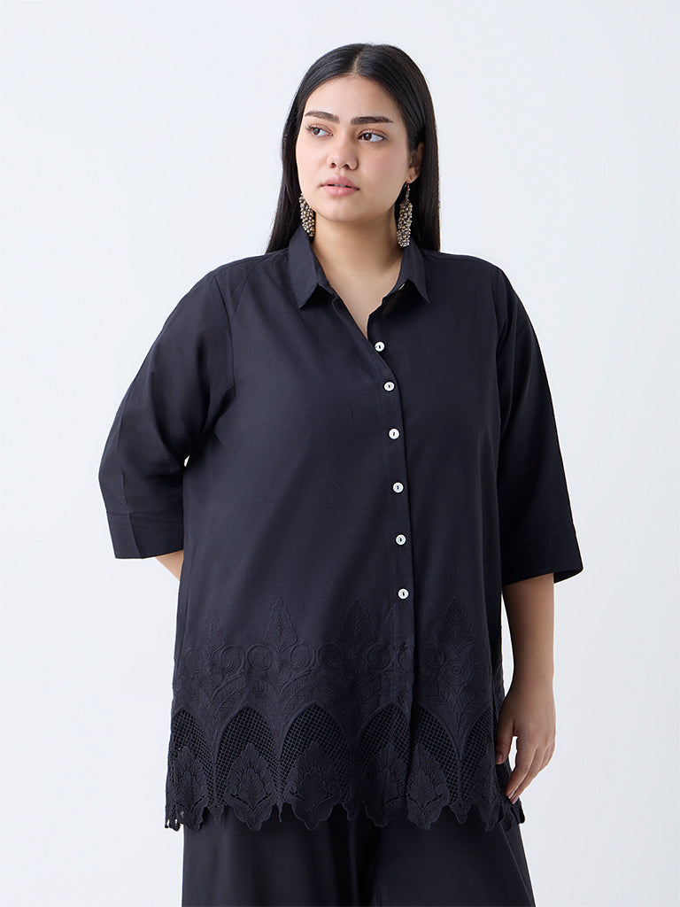Diza Black Embroidered Cotton Tunic