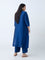 Diza Blue Floral Embroidered A-Line Kurta