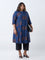 Diza Indigo Printed A-Line Kurta