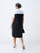 Gia Black Colour-Blocked A-Line Dress