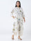 Diza Off-White Floral Design Straight Kurta