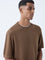 ETA Brown Knit-Textured Relaxed-Fit Cotton T-Shirt