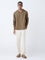 ETA Brown Solid Relaxed-Fit Cotton-Blend Hooded Shirt