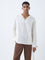 ETA Off-White Solid Relaxed-Fit Cotton-Blend Hooded Shirt