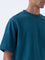 ETA Dark Teal Botanical Design Relaxed-Fit Cotton-Blend T-Shirt