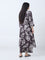 Diza Dark Brown Floral Pattern A-Line Kurta