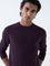 Ascot Wine Knit-Textured Relaxed-Fit Cotton-Blend Sweater