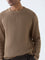 Ascot Taupe Knit-Textured Relaxed-Fit Cotton Sweater