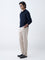 Ascot Navy Ribbed-Textured Relaxed-Fit Quarter-Zip Sweater