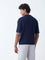 Ascot Navy Textured Relaxed-Fit Cotton-Blend Polo T-Shirt